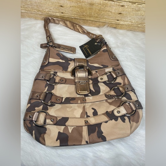 B. MAKOWSKY Camouflage Soft Leather Shoulder Bag Purse w/ Tags READ